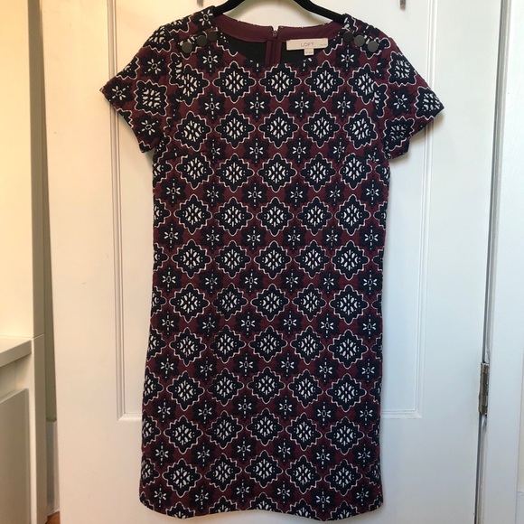 LOFT Dresses & Skirts - Loft Burgundy Quilted Shift Dress LOFT Dresses & Skirts - Loft Burgundy Quilted Shift Dress
